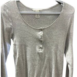 Fitted H & M Grey Henley T-Shirt